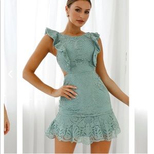 M sage green crocheted dress